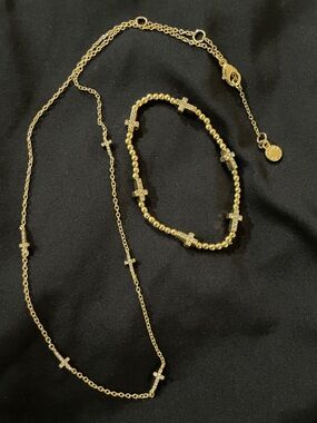 BaubleBar Cross Bracelet and  Necklace Set